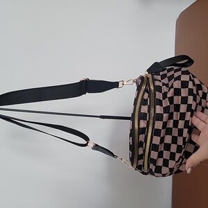 Checkered Crossbody Bum Bags for Women Nylon Checkered Purse Checkerboard Fanny